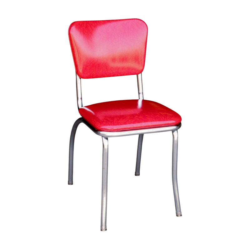 Chaise de salle à manger rembourrée rétro, Rouge glace fissurée