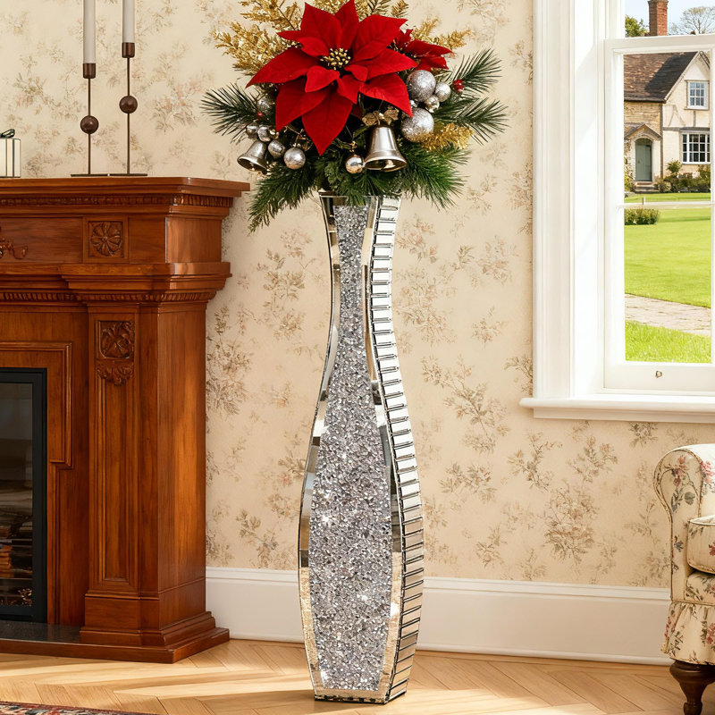 Azeria Glass Flower Tall Vase Crystal Room Decor