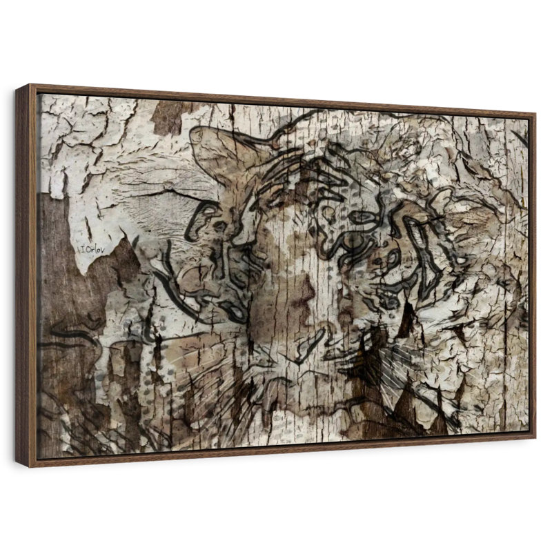 Brown Tiger, Floating Frame Walnut, 46" X 31"