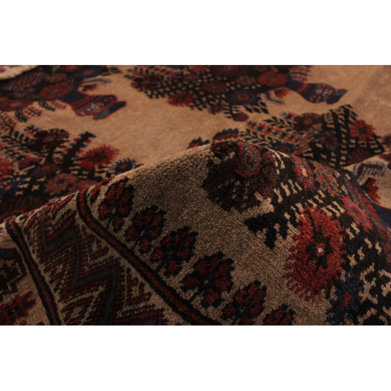 Tapis de zone en laine rouge/beige 6 pi 5 po x 9 pi 9 po à la main one-of-kind-noué la 1990 finest rizbaft Jarne