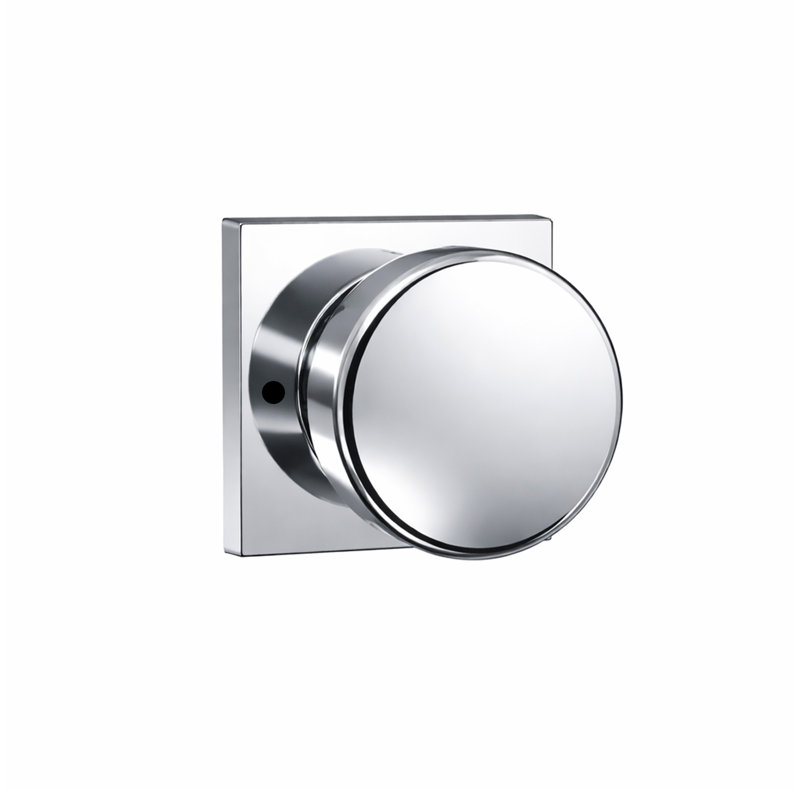 Bravura 936-6 Nashville Privacy Knob on Round Contemporary Rose in Matte Black, Square, Polished Chrome