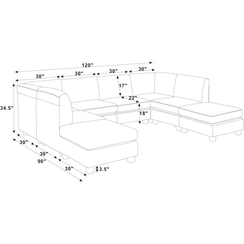 Latitude Run® Rejine 8 - Piece Upholstered Sectional & Reviews | Wayfair