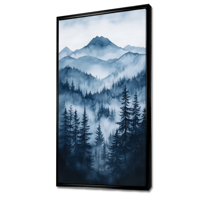 «White Blue Blue Fading Morning Light Forest Landscape VI», reproduction d'art sur toile encadrée Alpine, H 32 po x l 16 po