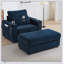 Fauteuil de style moderne avec repose-pieds de rangement mobile, ports USB, porte-gobelets, porte-téléphone et poches latérales pour le salon-2108694153