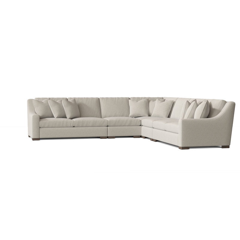 Germain 140" Wide Symmetrical Down Cushion Corner Sectional, Tobacco Distressed, Cream Linen 1429-002