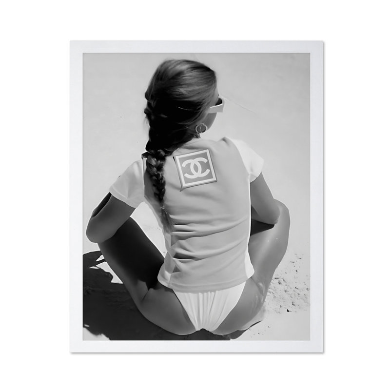 Lady in Bikini No1, 08"H x 10"W, Poster, White Framed