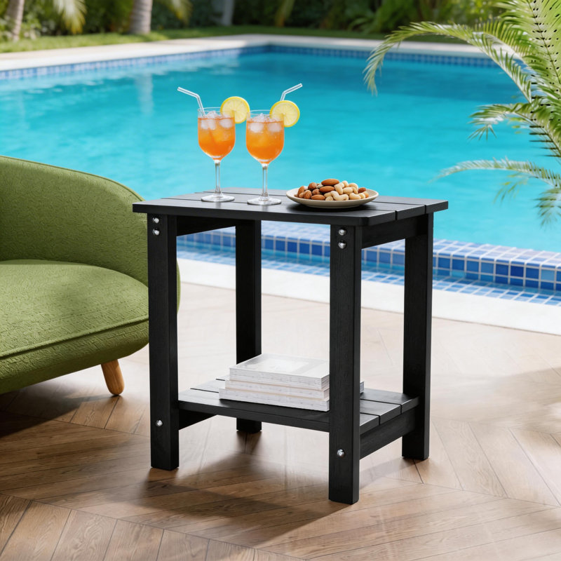 Table de bout d'extérieur à 2 niveaux Aliah HiPS Adirondack, Noir, noir, noir, noir