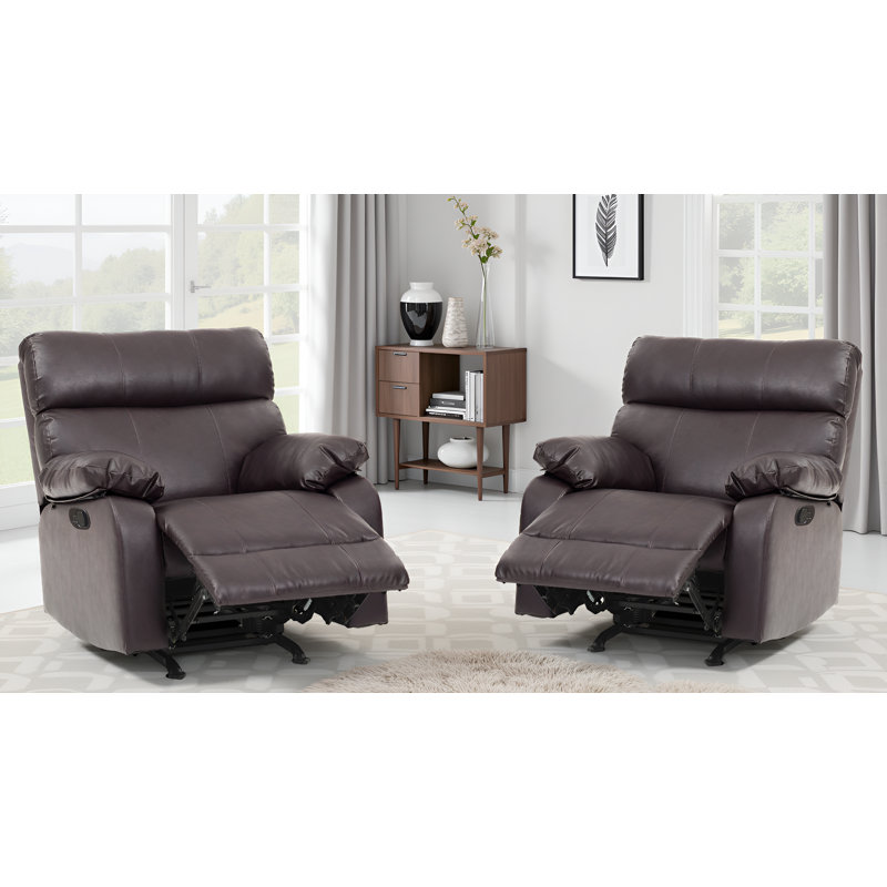 Ensemble de 2 fauteuils inclinables Larache, Brun foncé