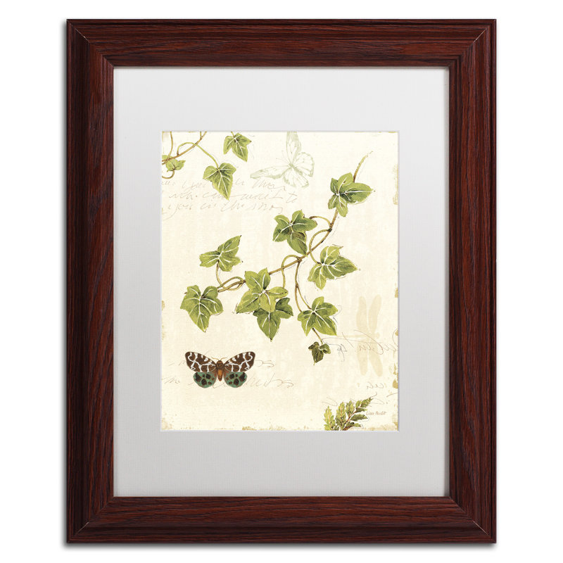 Ivies and Ferns II White Matte Wood Framed Canvas Art