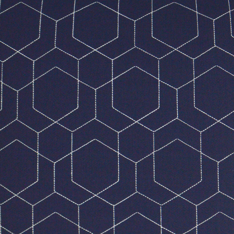 Hex Quilt Geometric Outdoor Reversible Throw Pillow, Navy