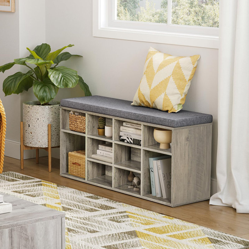 Upholstered Storage Bench, Light Brown