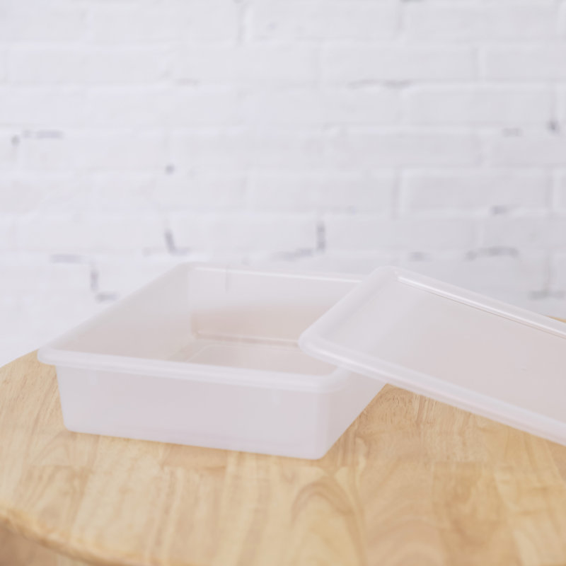 ECR4Kids Letter Size Plastic Tray Organizer with Lids, Small, Storage Bins, 10-Piece, 13.75" L x 10.75" W x 3.25" H, Clear