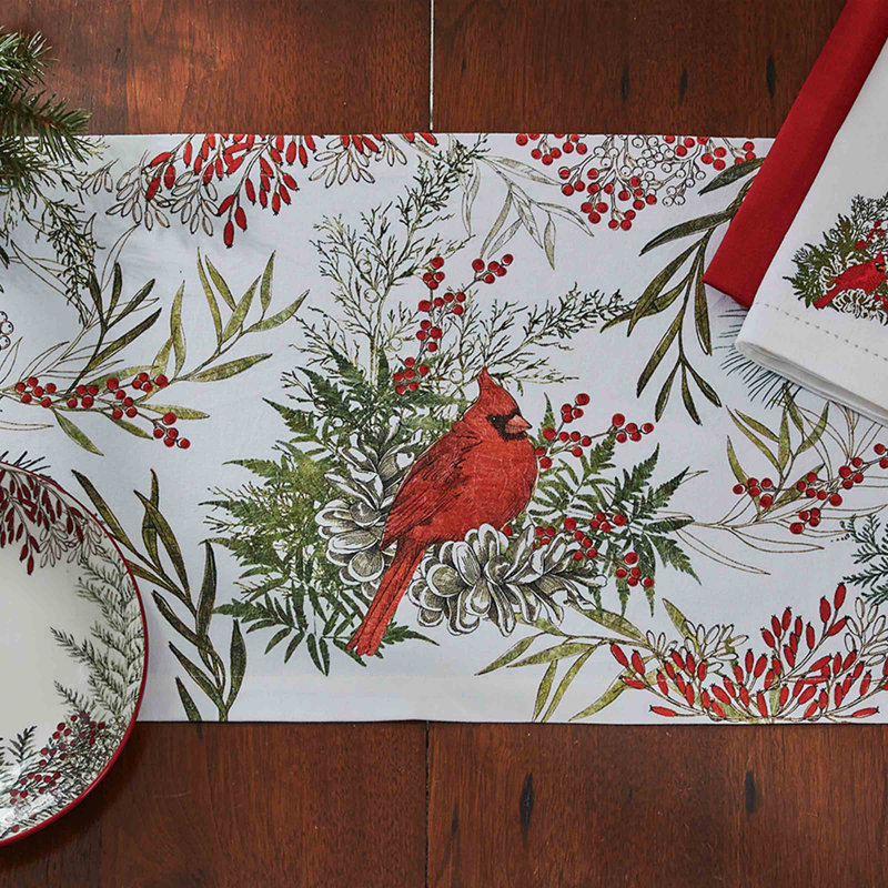 Chemin de table Cardinal - Blanc, L 36 po x l 13 po