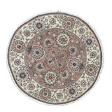 Hand-Knotted High-Quality Brown and Gold Round Area Rug