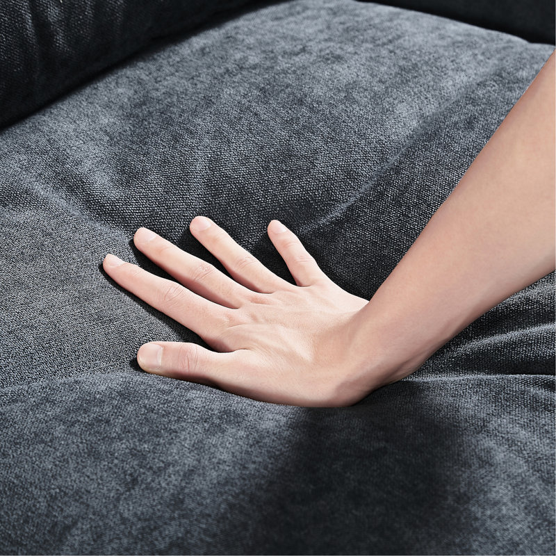 Canapé modulaire carré en L avec méridienne réversible - Chenille gris foncé moderne pour le salon, Gris foncé