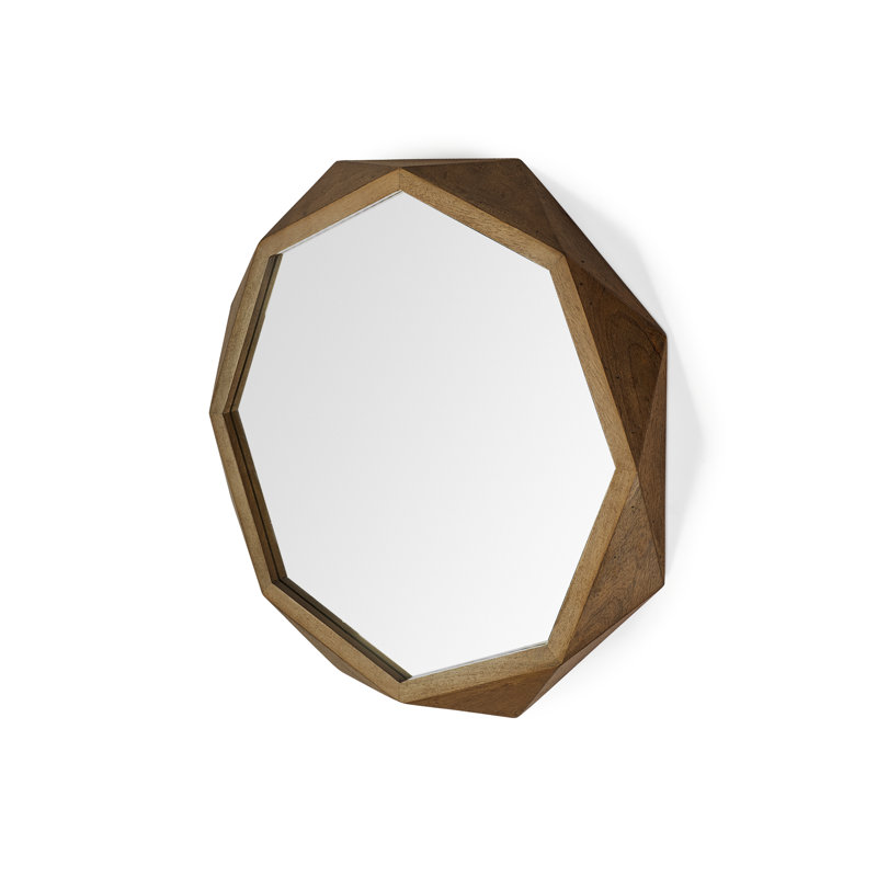 Miroir biseauté moderne et contemporain Cailani, Marron, 32 po x 32 po