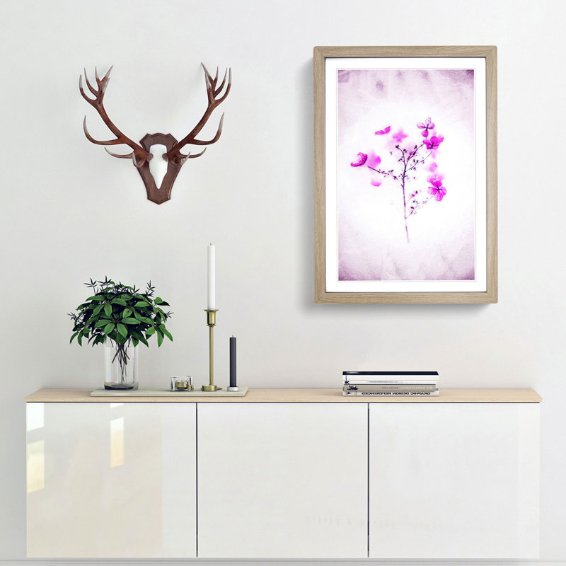 Hydrangeas in Abstract - Framed Print, Oak, 91cm H x 60cm W x 2cm D
