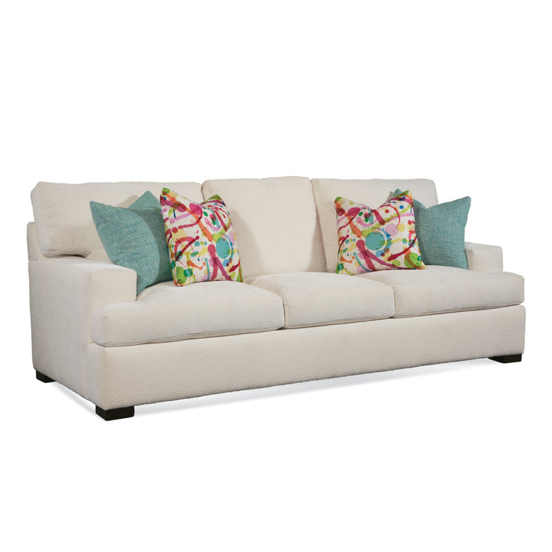 Cambria Upholstered 97'' Sofa, White Sugar Performance; 0863-91, Black