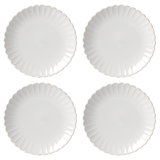 French Perle Scallop 4-Piece Dinner Plate Set
