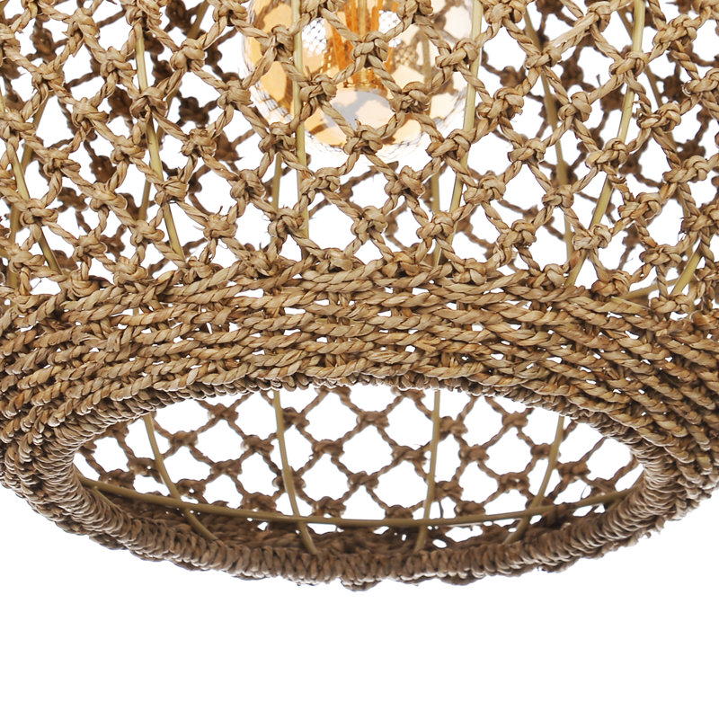 Luminaire suspendu en rotin de style côtier pour salle à manger, H 78 po x l 19,69 po x P 19,69 po