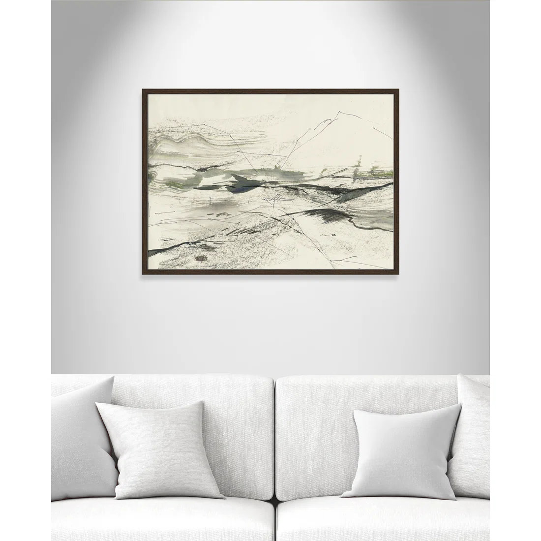 Green Sketches by PI Studio, No Mat, 17" H x 23" W x 0.75" D, Walnut Slim Picture Framed