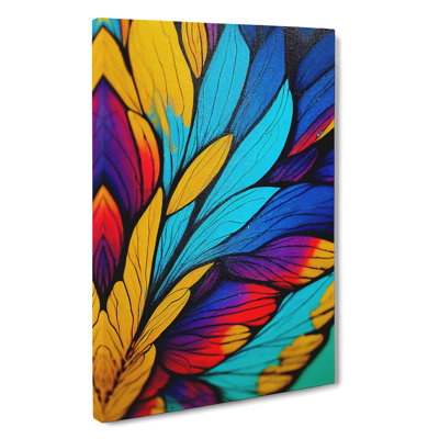 Feathers In Technicolour Abstract - Wrapped Canvas