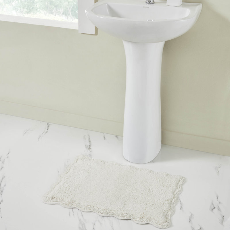 Tapis pour salle de bain Home, White, Simple - L 17 po x l 24 po