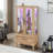 Lighted Curio Cabinet - Elegant Glass Display Cabinet With Adjustable Shelves, 2 Doors, And 1 Drawer - Wine Storage Sideboard With Included Bulb - Light Oak Finish-122821472