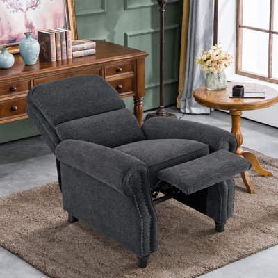 Pushback Recliner Chair, Chenille Upholstered Accent Chairs, Adjustable Reclining Sofa