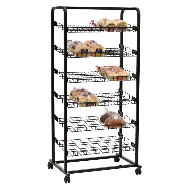 18 in Mobile Retail Display Merchandiser & Bakery Rack For Snacks, Candy, Chips And More, 64" H x 30" W x 18" D
