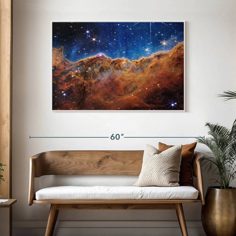 La nébuleuse Carina de James Webb, Cadre flottant blanc, 46 po x 31 po