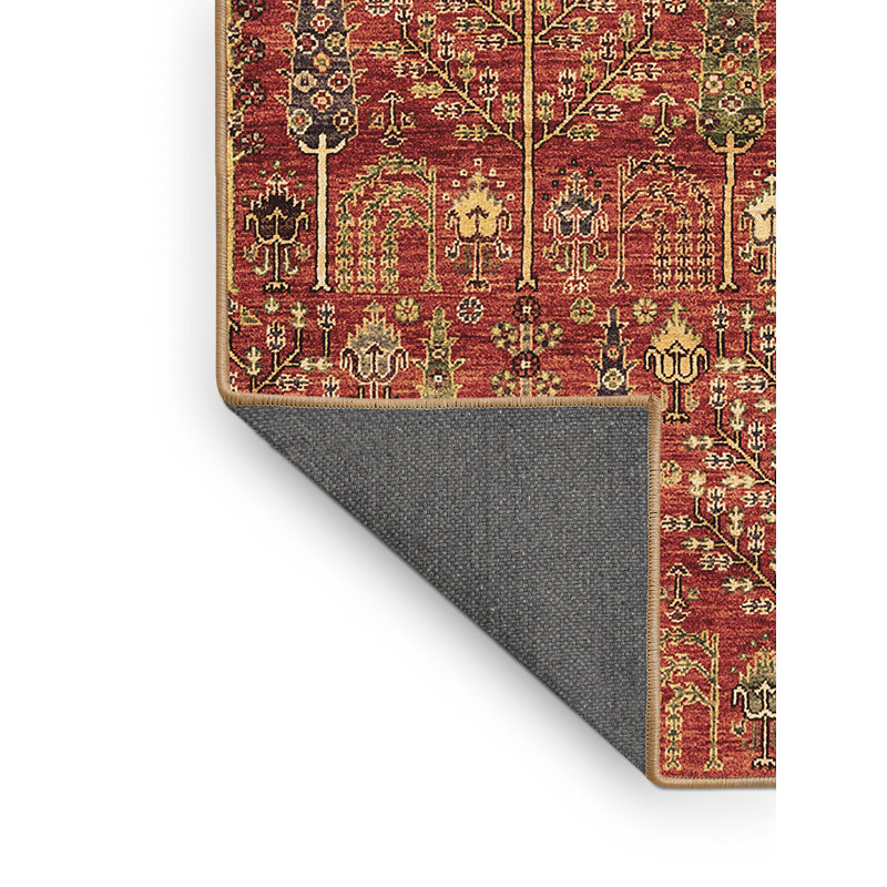 Tapis en laine et polyester tissé à la machine oscar de style sud-ouest rouge, Rectangle 6 pi x 9 pi