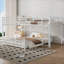 Lit plateforme simple en L compact sur lit double, structure en métal blanc pur pour les chambres à coucher