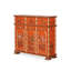 Banc de rangement orange en bois manufacturé