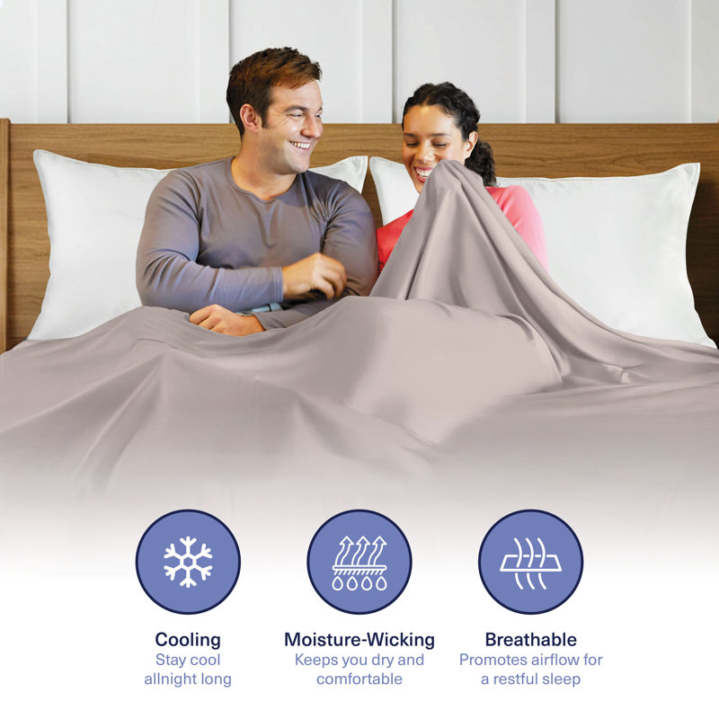 100% Organic Viscose From Bamboo Flat Sheet Only, 300 Thread Count, Extra Wide, Cooling & Breathable, Double Stitching, Bedding Sheet - Gift-Ready Packaging (Gray Mist)
