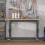 Banc de travail avec pieds réglables en hauteur HOMcom, table de travail en bambou et table de travail sur roulettes, capacité de poids en livres, noir / naturel