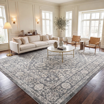 Tapis oriental gris clair / ivoire