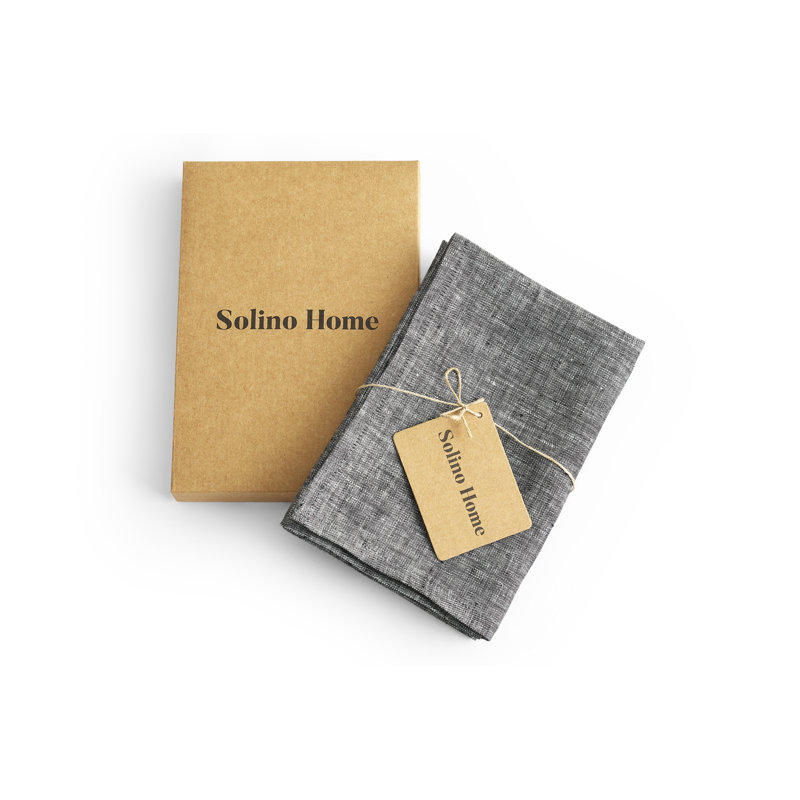 100% Pure Linen Dinner Napkins - Athena, Chambray Black