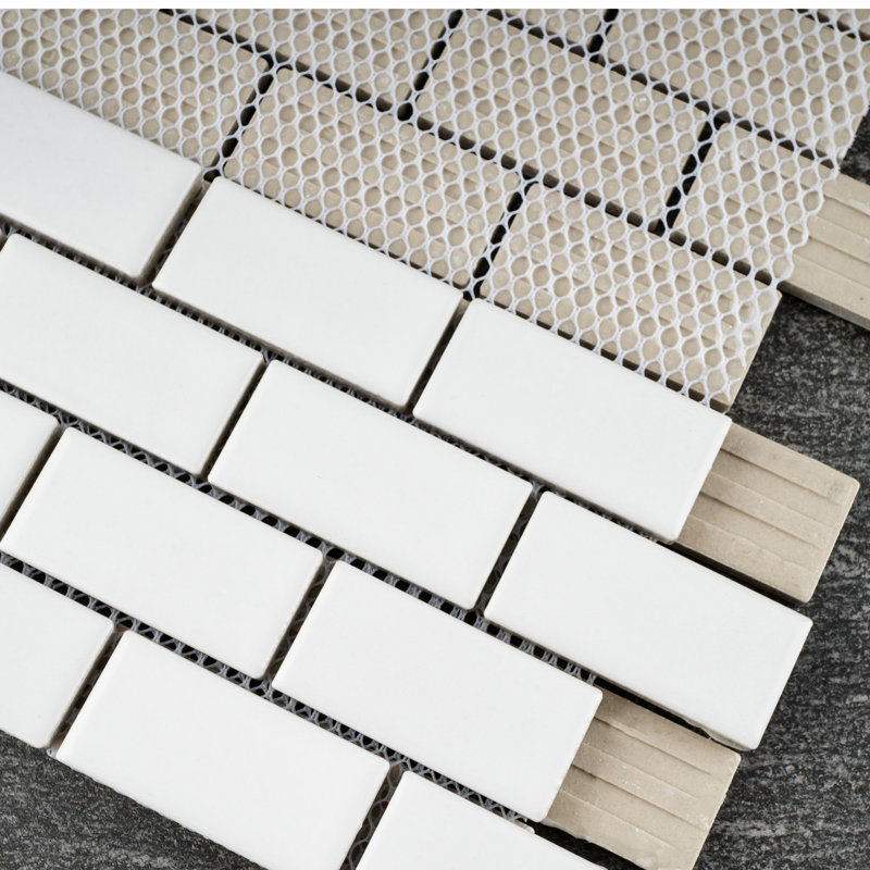 Carreau de mosaïque en porcelaine mat à joint brique 11,82 po x 11,82 po Porcetile