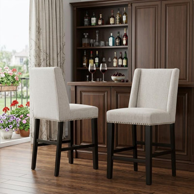 Ensemble de deux chaises de bar en fer fauve et espresso de 42 po