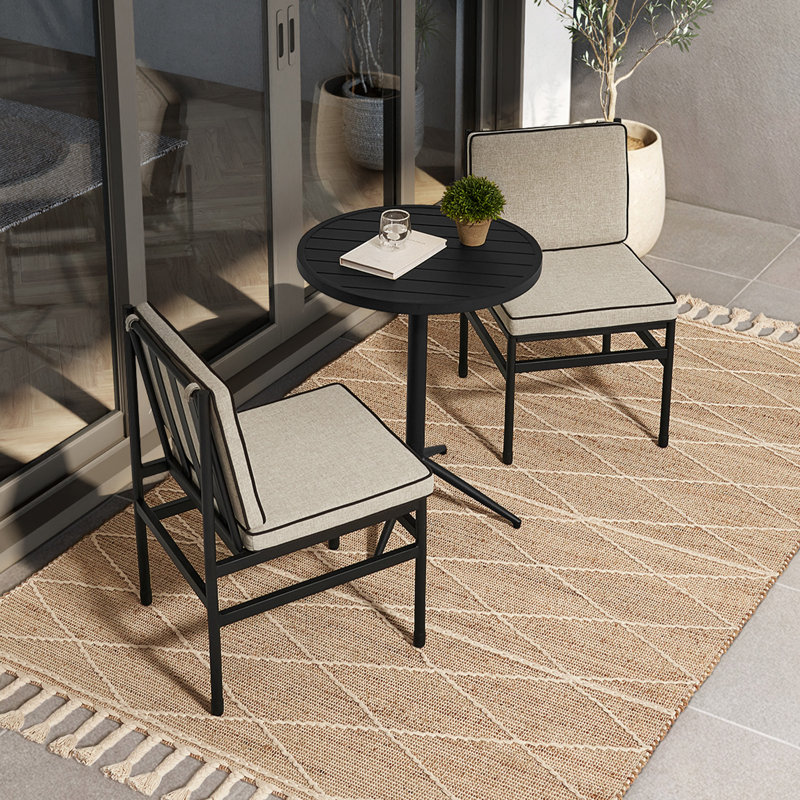 Odelia Bistro Set - Dining Table + Dining Chair X2, Outdoor Beige