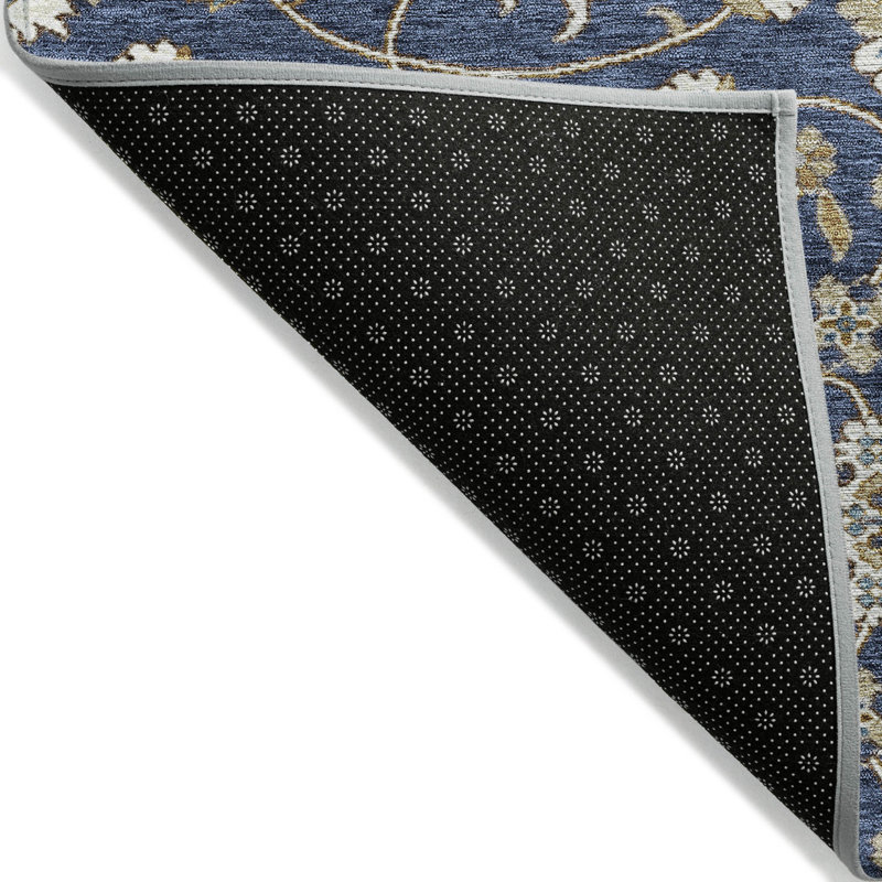 Tapis intérieur / extérieur 3 pi x 5 pi bleu marine brun, ivoire et lavable marocain