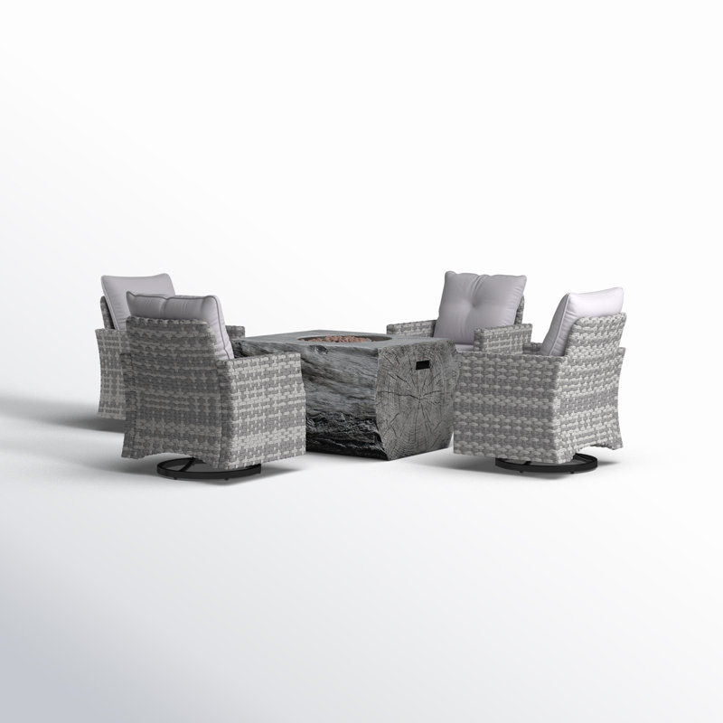 Amun Wicker 4 - Person Patio Conversation Set with Cushions