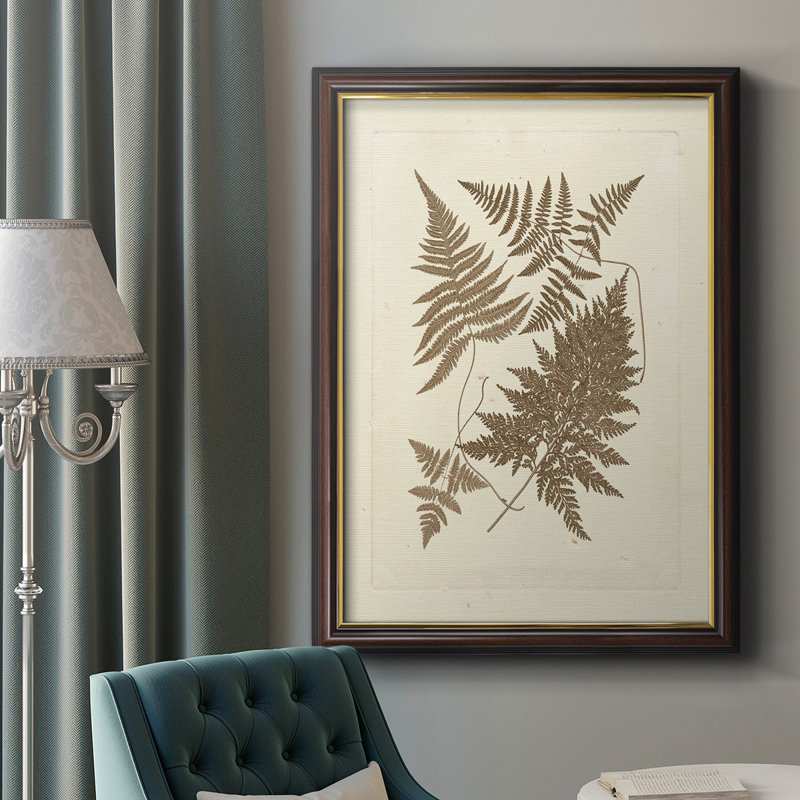 Toile encadrée de qualité supérieure sépia fougères VI - prête à être accrochée, H 27 po x l 18 po x P 2,5 po