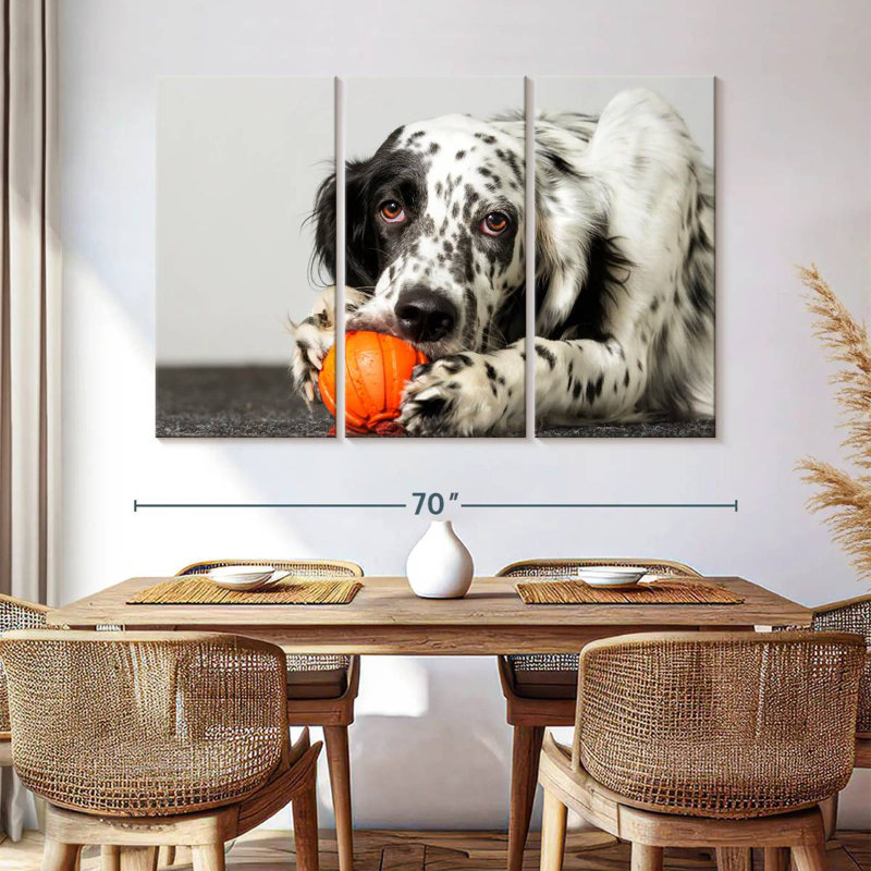 Brampt Dog With Orange Toy, 28" H x 45" W