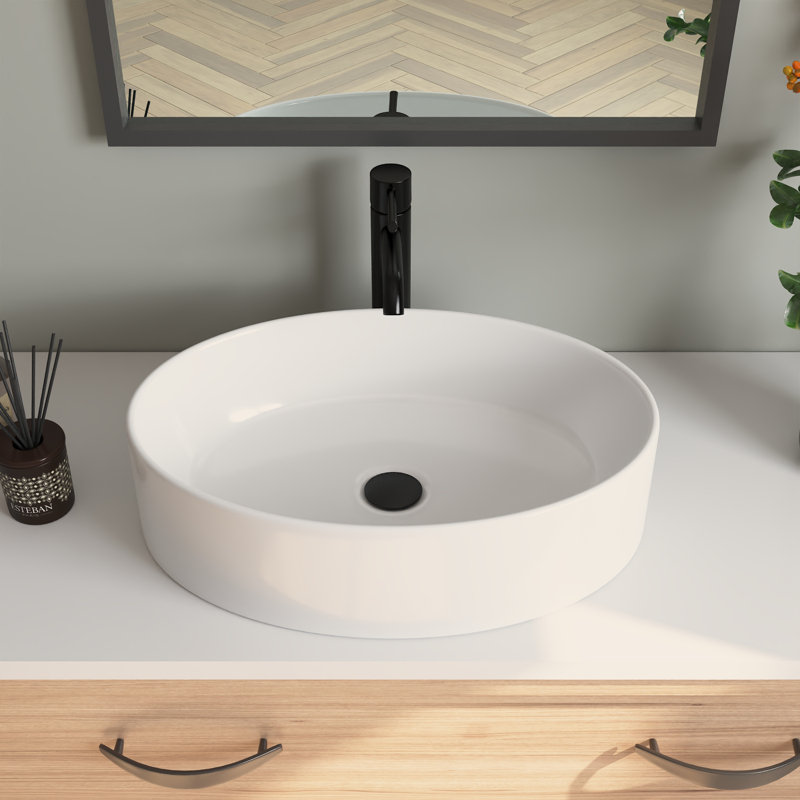 19.7" x 14" White Oval Vitreous China Vessel Bathroom Sink, Thin-Rim Above Counter Basin