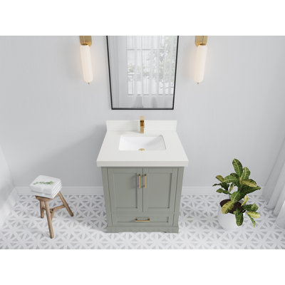 Boston 30 In. W X 22 In. D Single Sink Bathroom Vanity In Evergreen With 2 In. Quartz