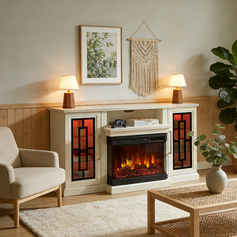 Meuble télé 24 po à 3 côtés 59 po Highboy, Blanc patiné