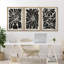 "Silhouette botanique monochrome noir et blanc à motif floral moderne, salon chic" - 3 pièces-100780972-100780970