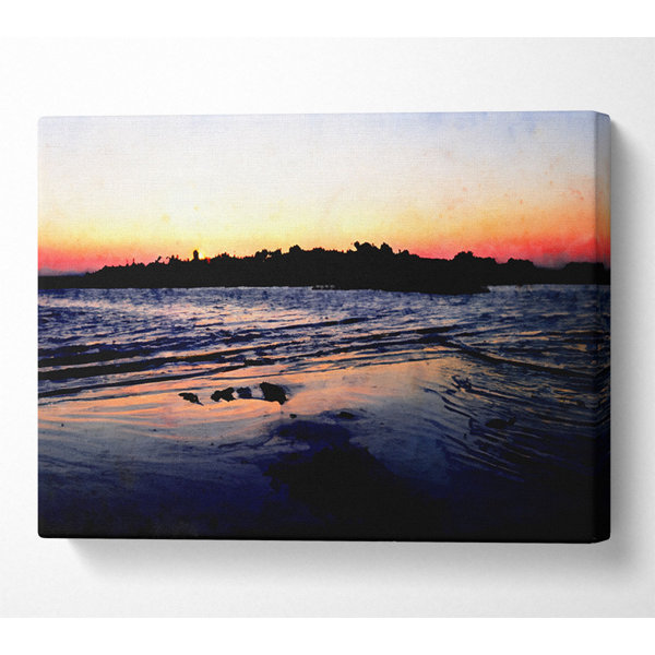 House of Hampton Sunset Behind the Ocean Rocks - Wrapped Canvas Art ...